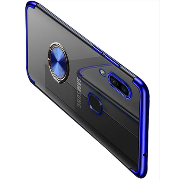 Samsung Galaxy A20E - Robust silikonecover med ringholder Blå