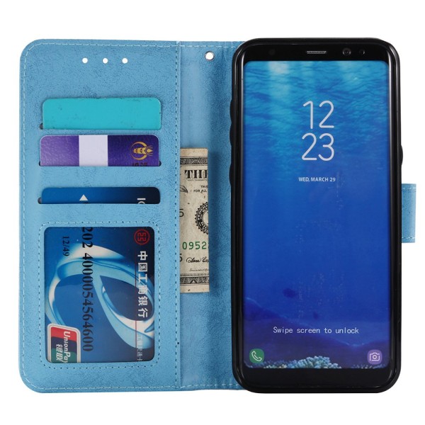Samsung Galaxy S8 - Silk-Touch-suojakuori lompakolla ja kuorella Marinblå