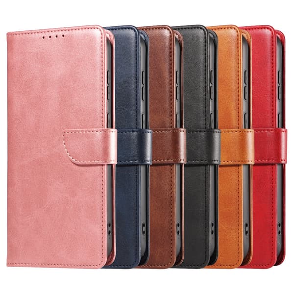 S24 Ultra - Läderplånboksfodral i 6 färger Roséguld