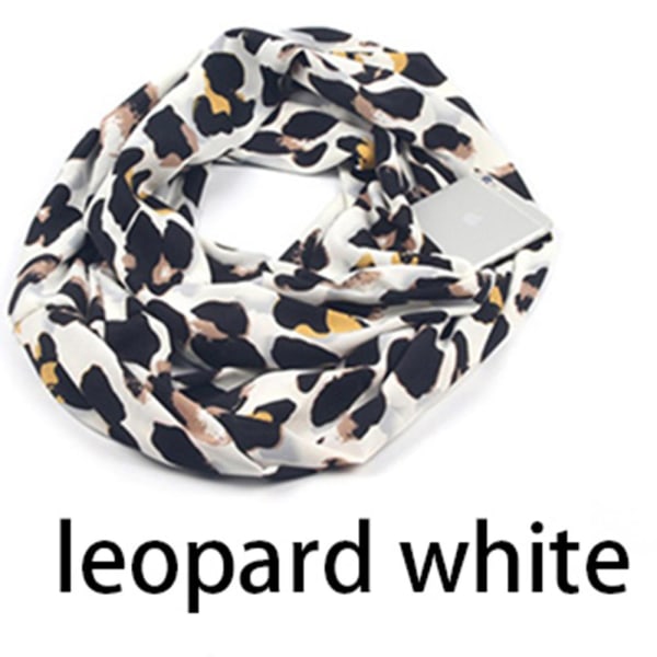 Bekväm Exklusiv Tunn Ringhalsduk Vit Leopard
