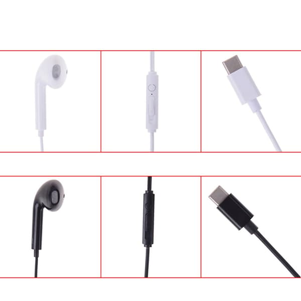 Effektfulla Slittåliga Type-C In-Ear Hörlurar Svart