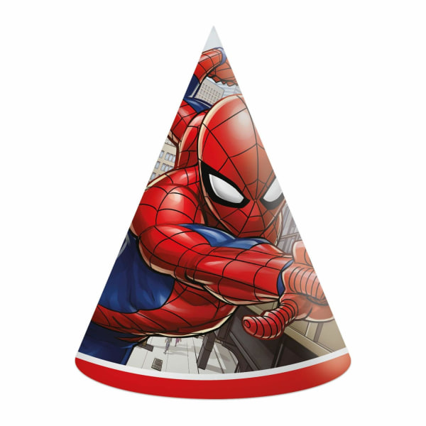 Partyhatt Spider Man 16cm 6-pack Röd