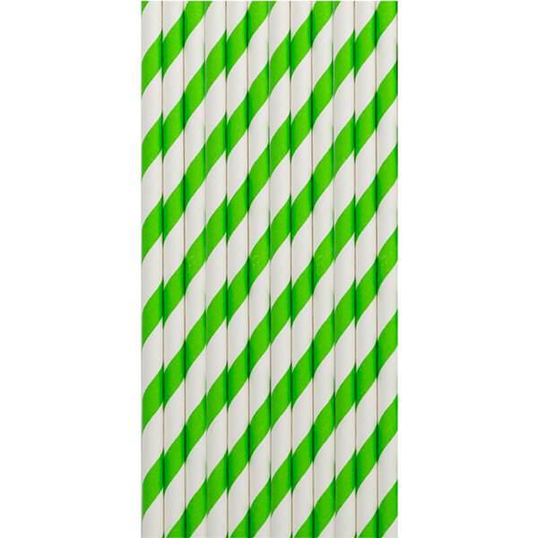 Papperssugrör Grön / Vit 20cm 12-pack Grön