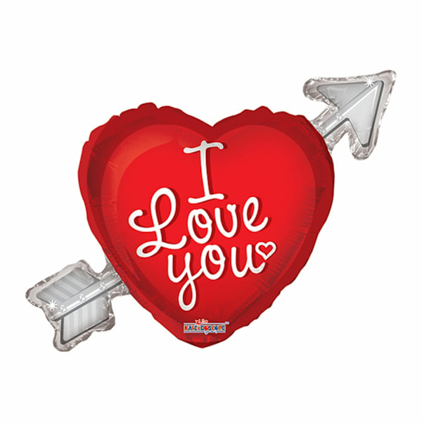 Folieballong "I Love you" med pil Röd 91cm Röd