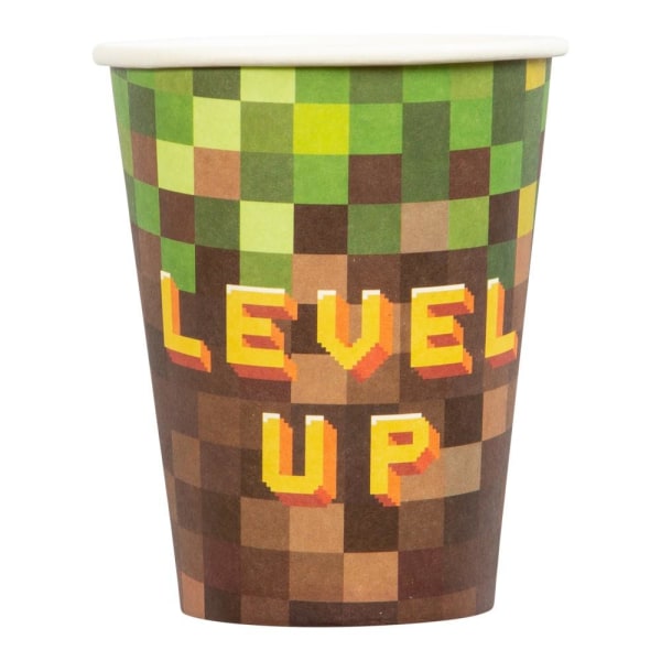 Pappersmugg Pixel Level Up 8-pack Grön