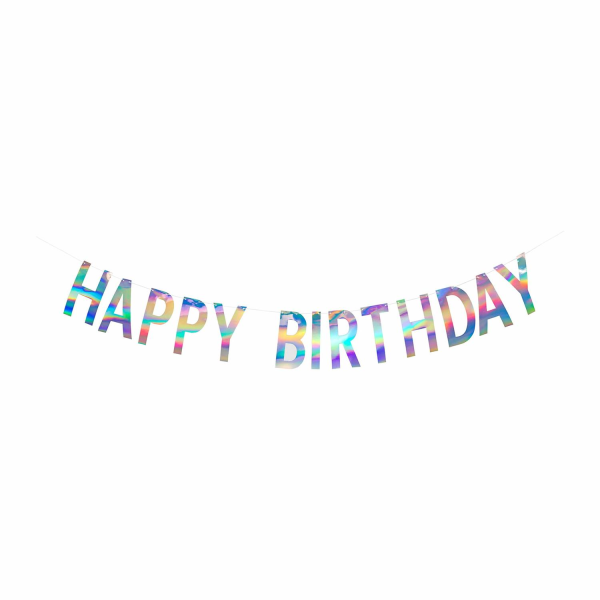 Girlang "Happy Birthday" Holografisk 20x200cm Holografisk