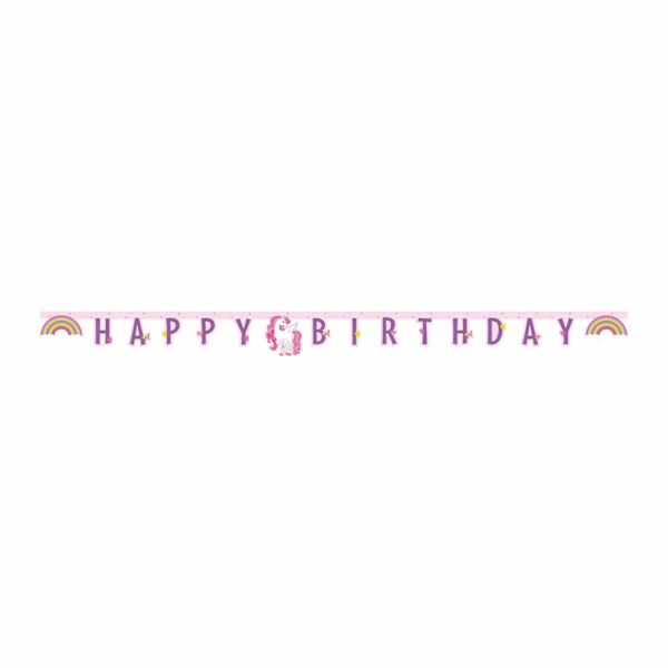 Girlang Unicorn Regnbåge "Happy Birthday" Rosa