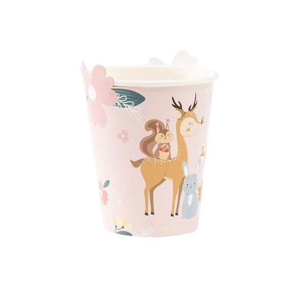 Pappersmugg Skogens djur 250ml 8-pack Flerfärgad