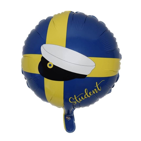 Folieballong "Student" Sverigeflagga 46cm Blå
