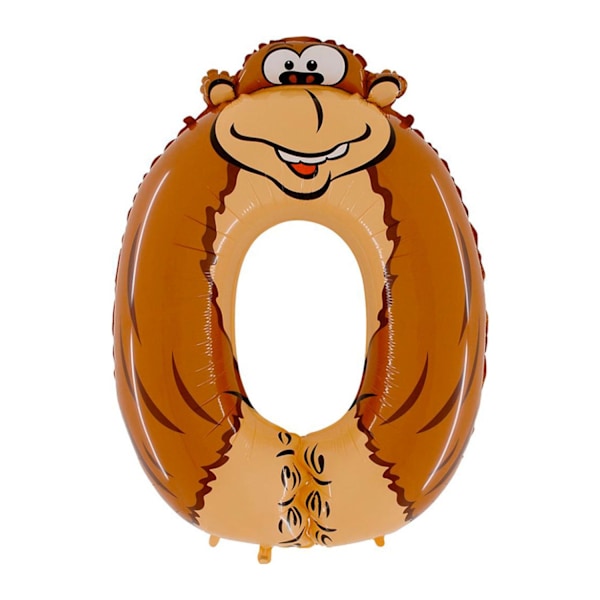 Ballongsiffra 0 Animaloons 100cm Brun