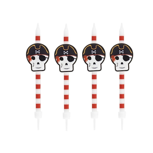 Tårtljus Pirat 8cm 4-pack Flerfärgad