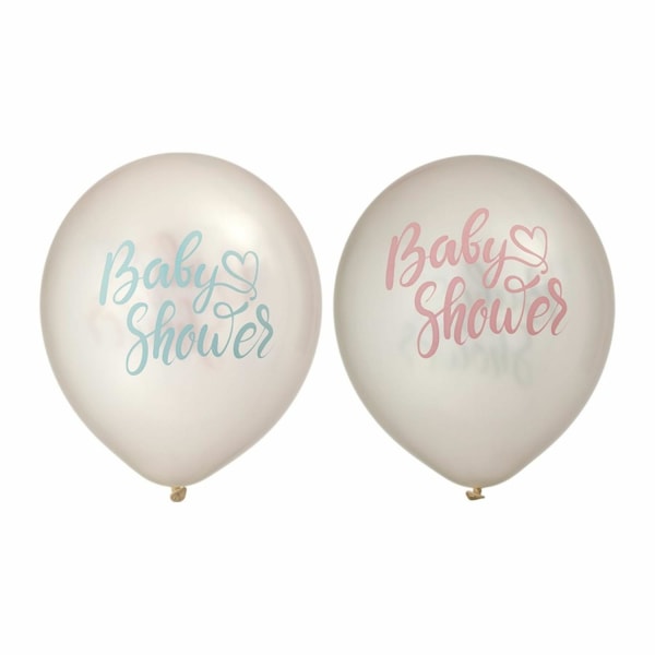 Ballong 12" "BabyShower" Vit/Rosa 6-pack Rosa