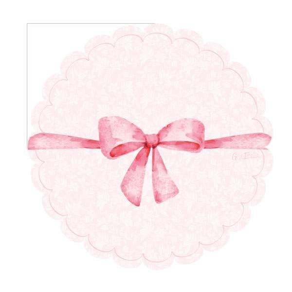 Pappersservett Rund Rosa Rosett 33x33cm 16-pack Rosa