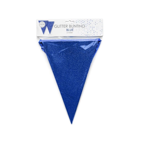 Girlang glitter 600cm blå flaggor 20x30cm Blå