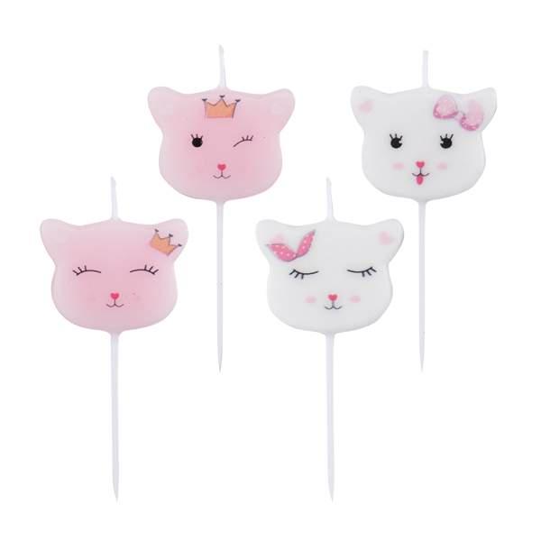 Tårtljus Lady Cat Rosa 8cm 4-pack Rosa