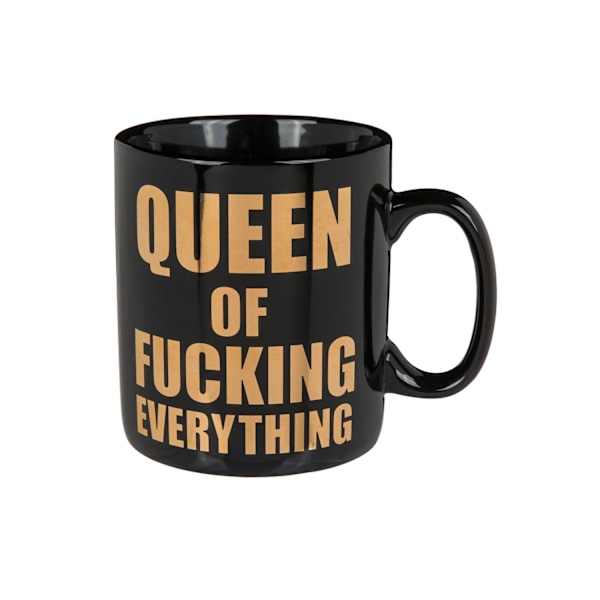 Mugg "Queen of fucking everything" 13x11cm Svart