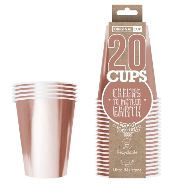 Pappersmugg Rosefärg 53cl 20-pack Rosa