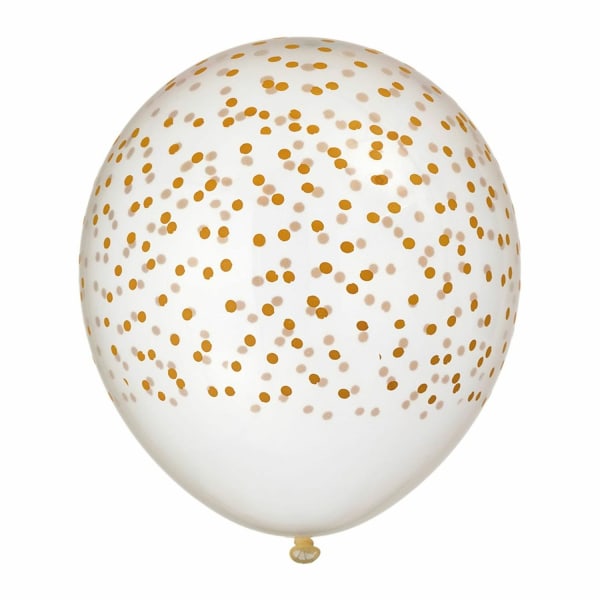 Latexballong 30cm Prickar Vit/Guld 6-pack Guld