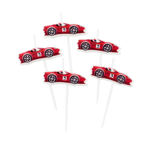 Tårtljus bilar 5-pack Flerfärgad