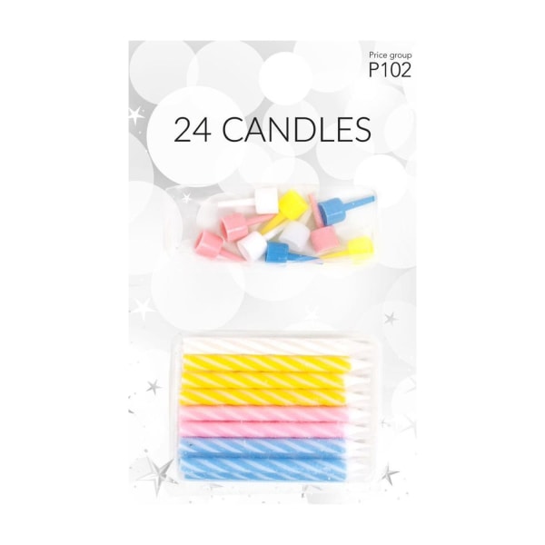Tårtljus med hållare mixade färger 24-pack Flerfärgad
