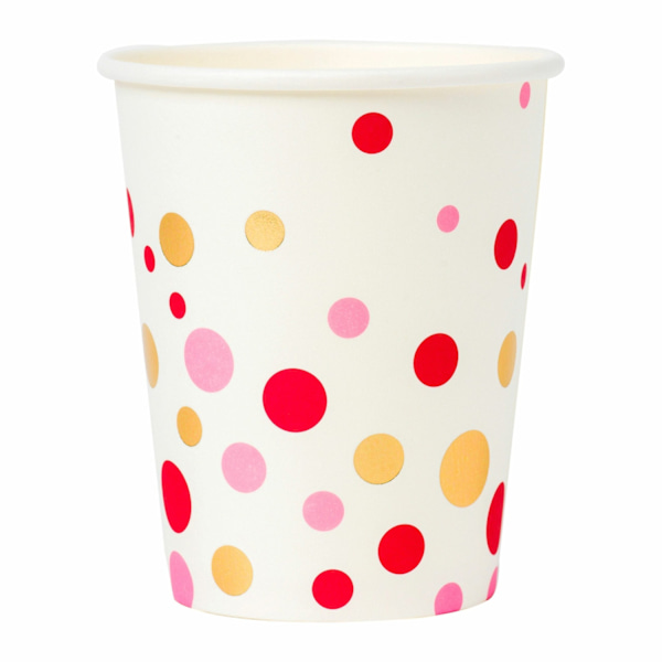 Pappersmugg Rosa Prickar 250ml 8-pack Rosa