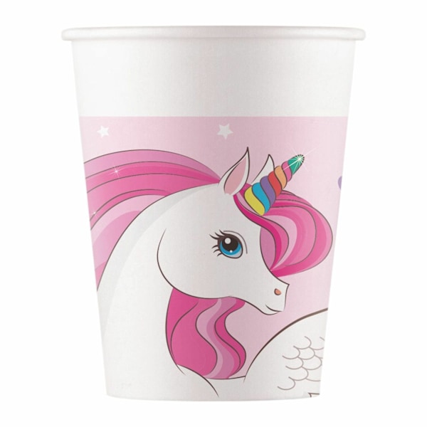 Pappersmugg Unicorn Regnbåge 200ml 8-pack Rosa
