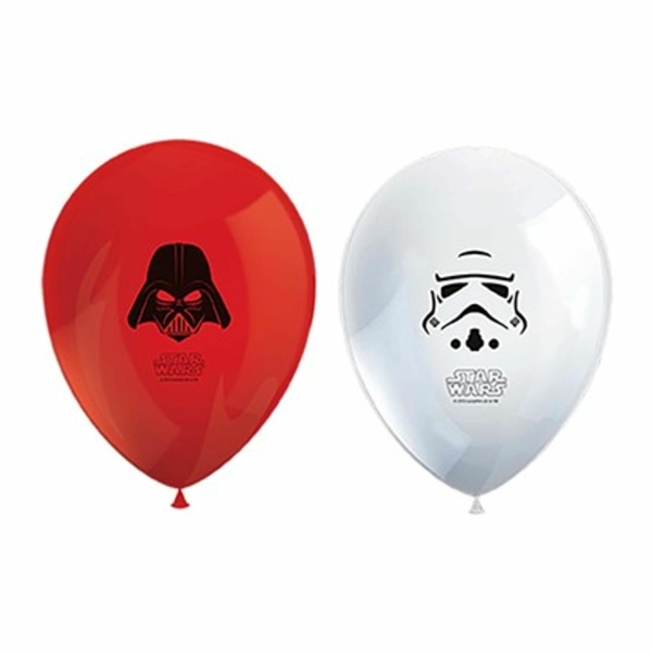 Latexballong 11" Darth Vader Star Wars Vit/Röd 8-pack Röd