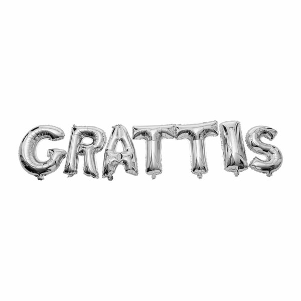 Folieballong "Grattis" Text 40cm Silver