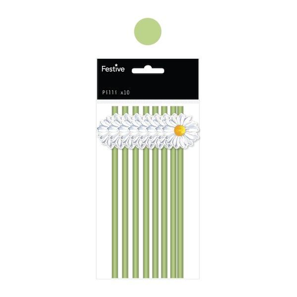 Papperssugrör Grön Prästkrage 10-pack Grön