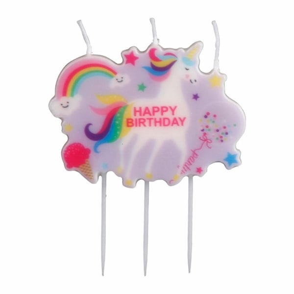 Bakdekoration ljus Unicorn "Happy Birthday" Rosa