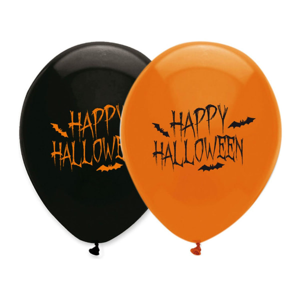 Latexballong "Happy Halloween" Orange / Svart 10-pack Flerfärgad