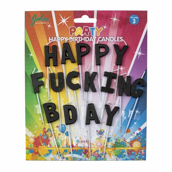 Tårtljus "Happy Fucking Bday" Svart Svart
