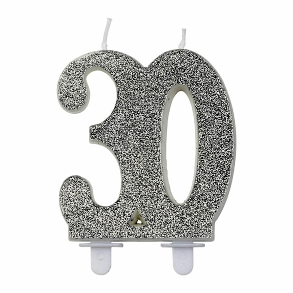 Tårtljus Glitter Siffra 30 Silver Silver