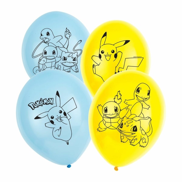 Ballong 11" Pokemon Blå/Gul 6-pack Flerfärgad