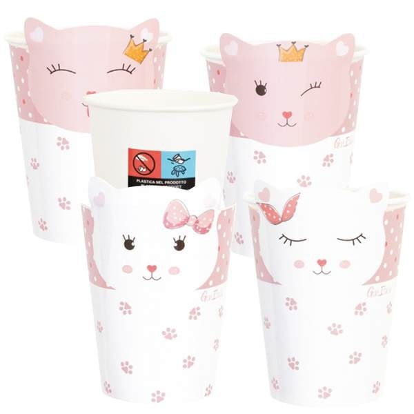 Pappersmugg Lady Cat Rosa 250ml 8-pack Rosa
