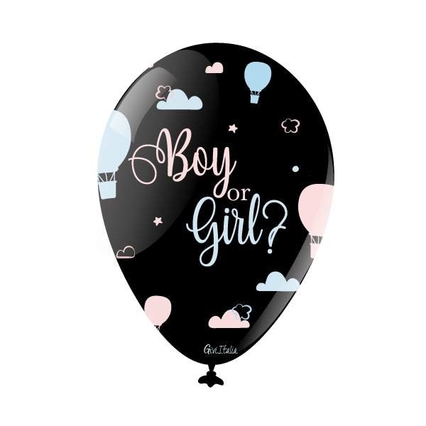 Latexballong Boy or Girl blå rosa moln & luftballong 8-pack Flerfärgad