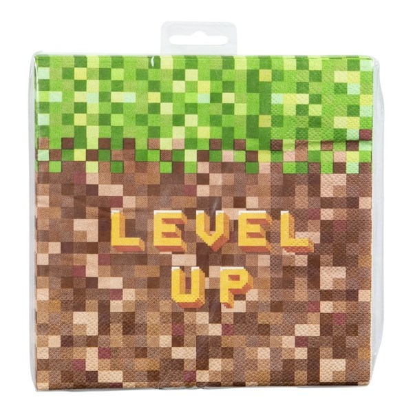 Pappersservett Pixel Level Up 33x33cm 16-pack Grön