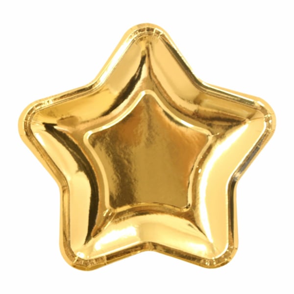 Papperstallrik Stjärnformad guldfärgad 18cm 8-pack Guld