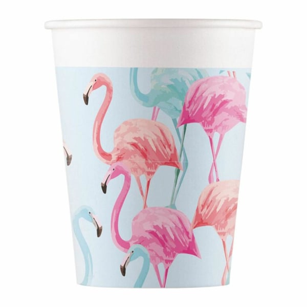 Pappersmugg Tropical Flamingo 200ml 8-pack Rosa