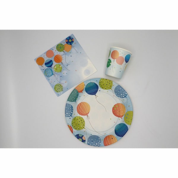 Pappersmugg ballonger 250ml 8-pack Flerfärgad