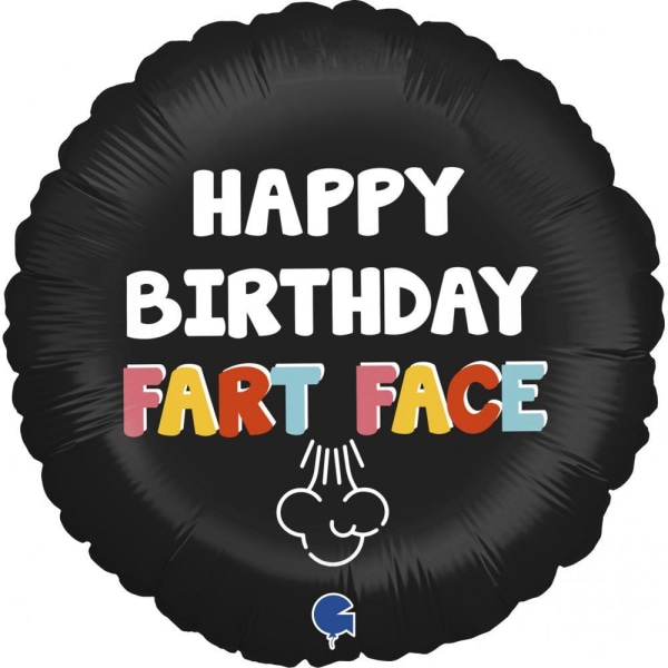 Folieballong "Happy Bday Fart Face" 45cm Flerfärgad