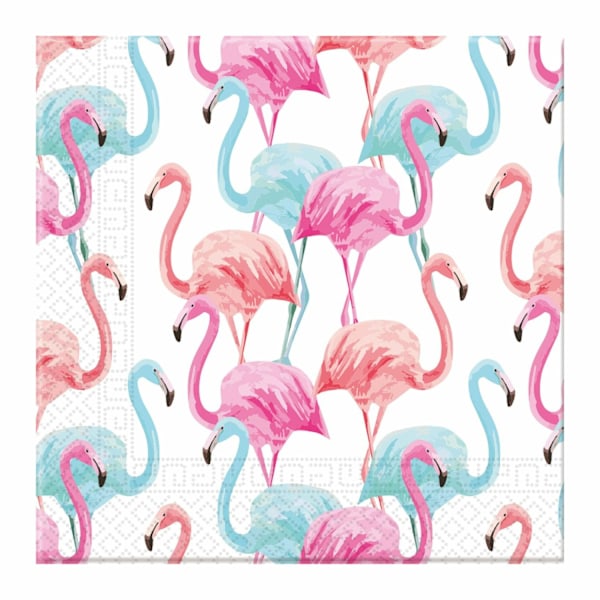 Pappersservett Tropical Flamingo 33x33cm 20-pack Rosa