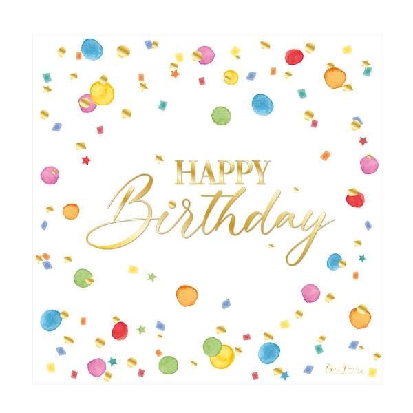 Pappersservett "Happy Birthday" 33x33cm 16-pack Flerfärgad