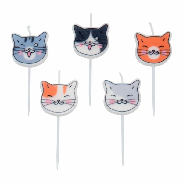 Bakdekoration ljus katter 5-pack Flerfärgad