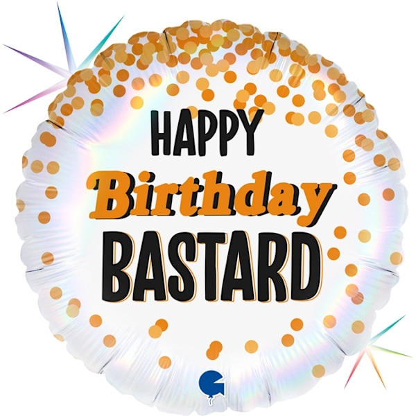 Folieballong "Happy Bday Bastard" 45cm Flerfärgad