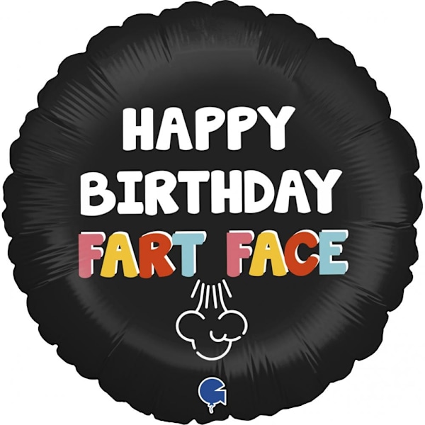 Folieballong "Happy Bday Fart Face" 45cm Flerfärgad