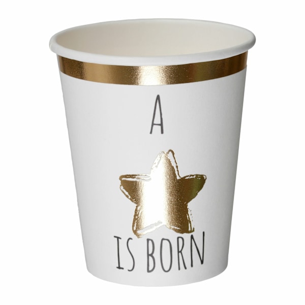 Pappersmugg "A star is born" 250ml 8-pack Guld
