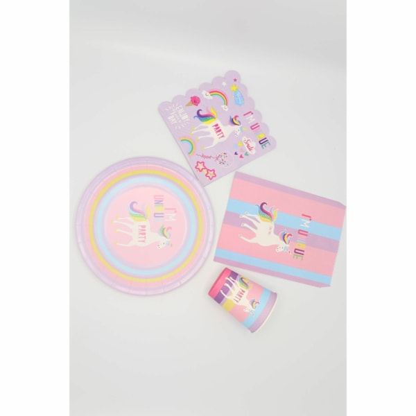 Pappersservett Unicorn 17x16cm 16-pack Rosa