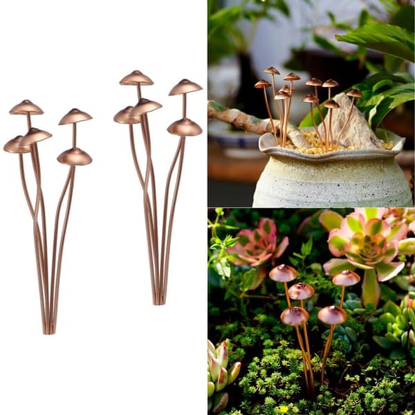 2 stk. metalsvamp havestatuepæl, blomsterpottedekoration