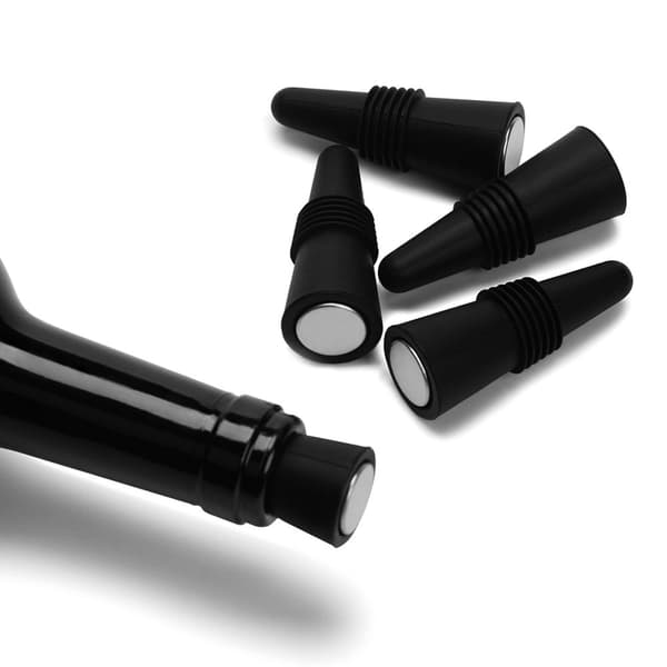 5-pack vinstoppar, vinflaskpropp och dryckesflaskproppar, svarta vin- och dryckessilikonflaskproppar